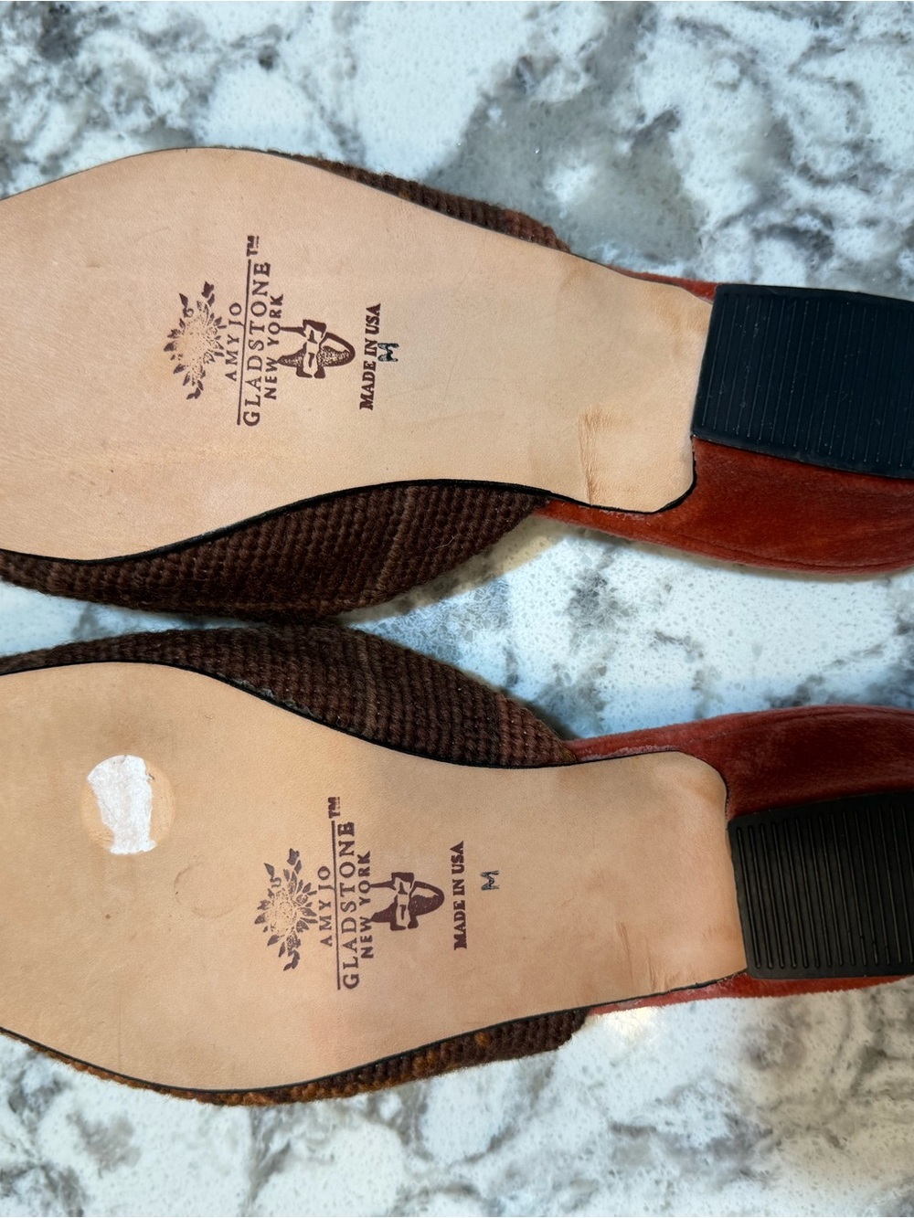 Amy Jo Gladstone Pug Needlepoint Mules - Brown & Rust - Picture 4 of 5
